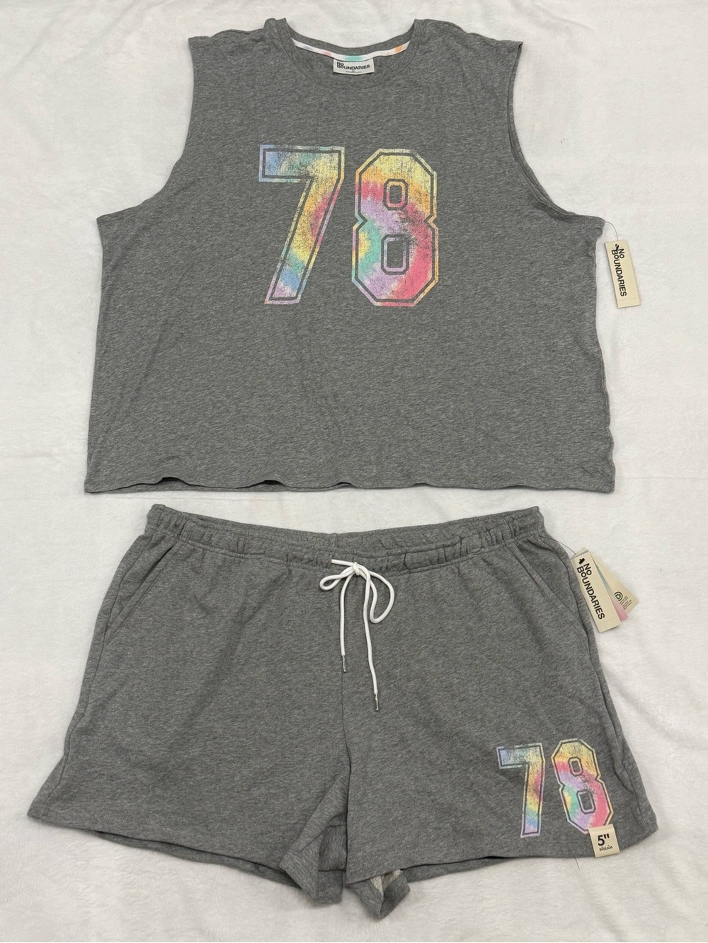 No Boundaries Men’s 3XL Lounge Set Gray Tank Top Shorts Pride 78 NWT 2-Piece Set
